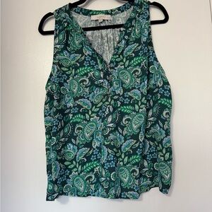 LOFT Teal and Blue Paisley Blouse